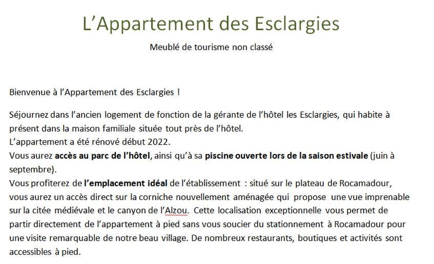 L'Appartement Des Esclargies Rocamadour Exterior photo